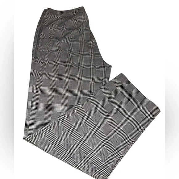 EUC St. John Wool Spandex Stretch Trouser Dress Pant Black Cream Plaid Size 12 - Picture 4 of 14